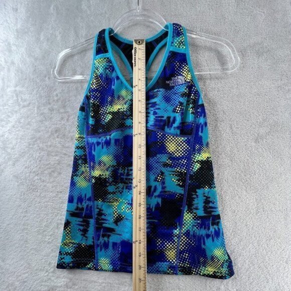 North Face Top Womens Small Vapor Wick‎ Racerback Blue Top Built In Shelf Bra - Picture 5 of 12